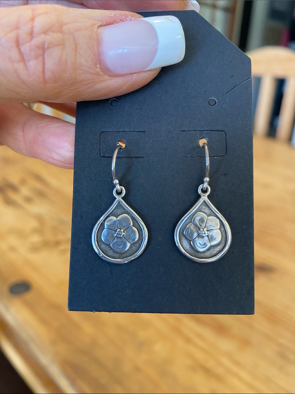 Silpada Silver Floral Teardrop Dangle Earrings